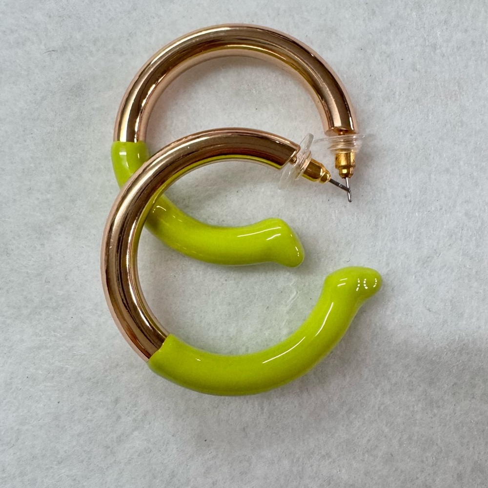 CALL IT SPRING- Gold Tone Green Hoop Earring